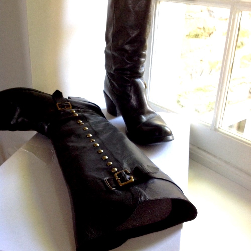 Charles David black leather boots